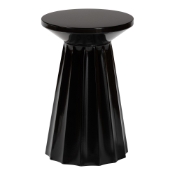 Baxton Studio Ulmer Metal Scalloped Side Table - Modern Round Accent Table for Indoor or Semi-Outdoor Use, Black Baxton Studio restaurant furniture, hotel furniture, commercial furniture, wholesale living room furniture, wholesale end table, classic end table